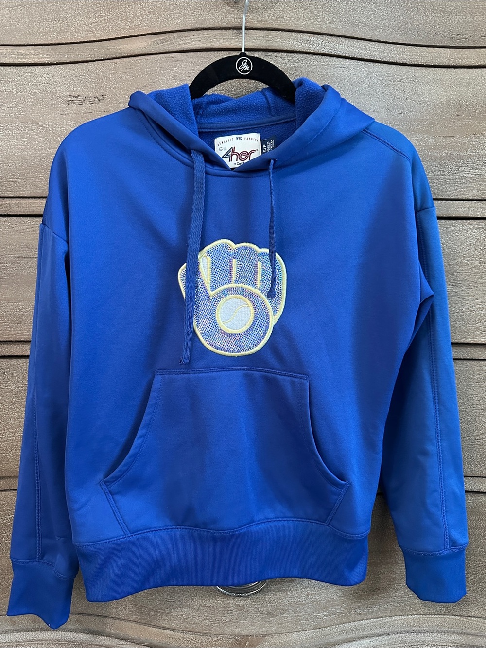 4her by G-III Milwaukee Brewers Embroidered Fleece Hoodie Small